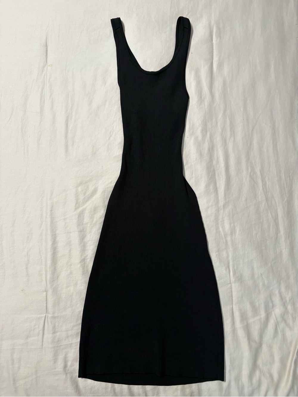 Women’s Backless Black Ribbed Tank Midi Dress